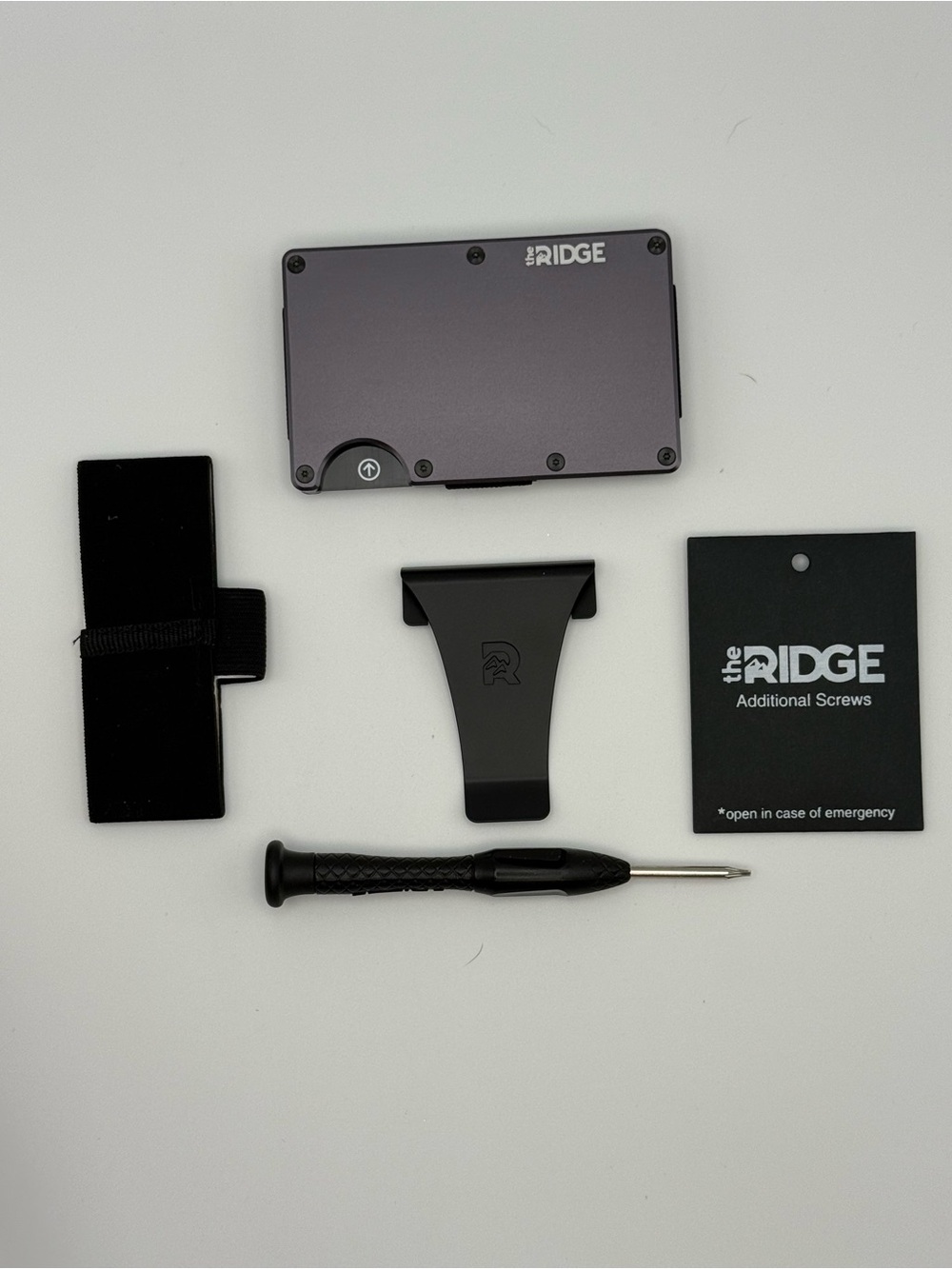 Ridge Gunmetal Aluminum RFID Wallet Cash Strap Money Clip Set (P111)